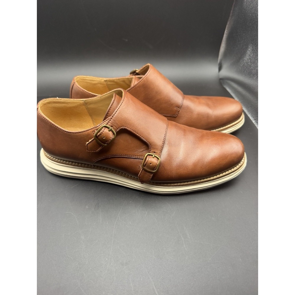 Cole Haan LunarGrand Double Monk Strap Shoes Brown Leather Men's 9M